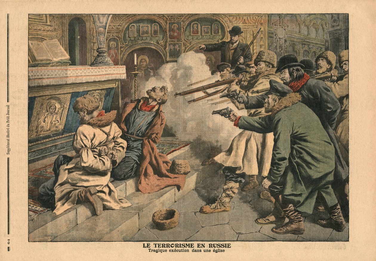 Terrorismi Venäjällä, kuvitus "Le Petit Journalista", liitekuva, 24. helmikuuta 1907 tekijältä French School