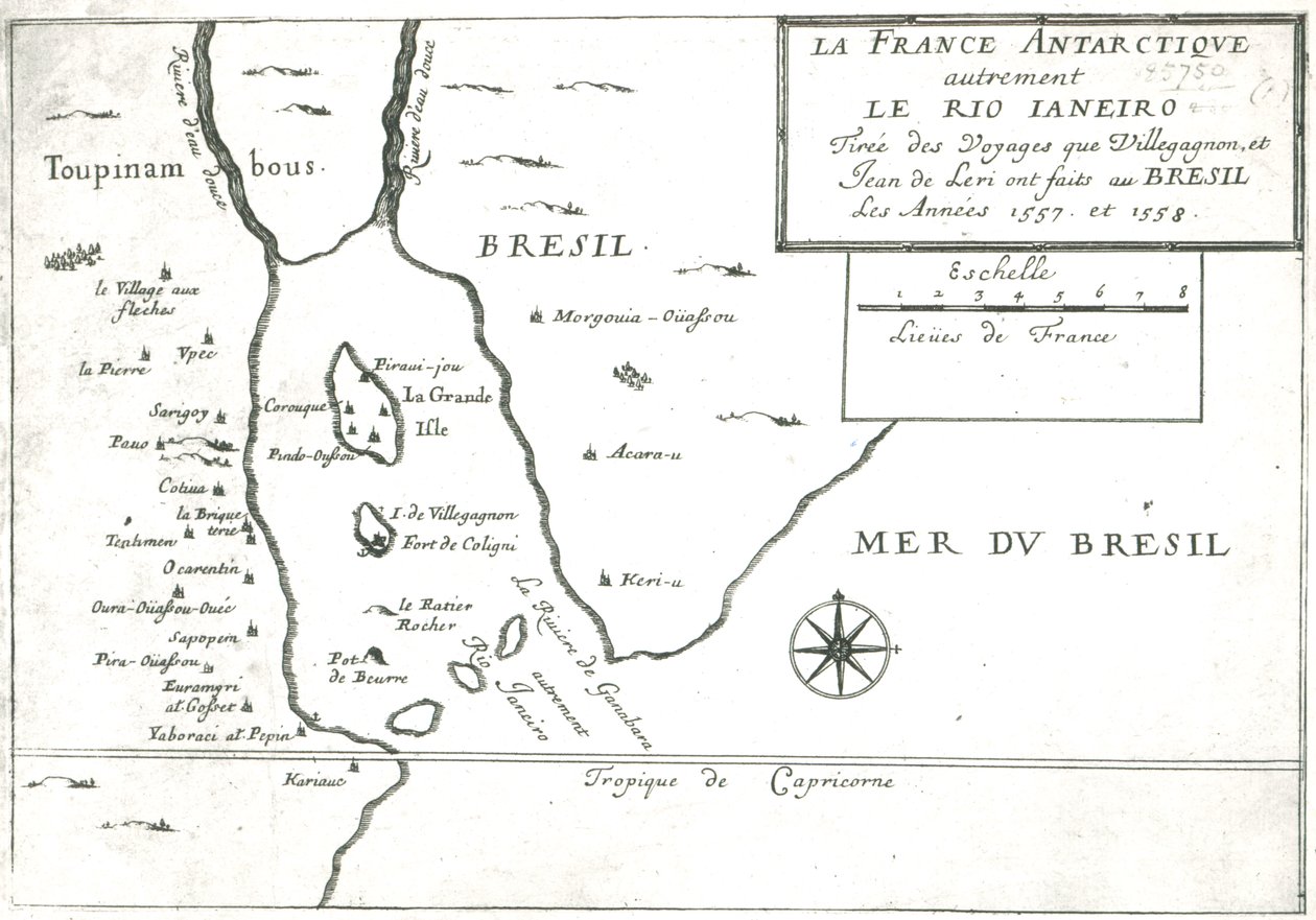 Rio Ianeiro, Villegagnonin ja Jean le Lerin matkat Brasiliassa 1557-1558. tekijältä French School