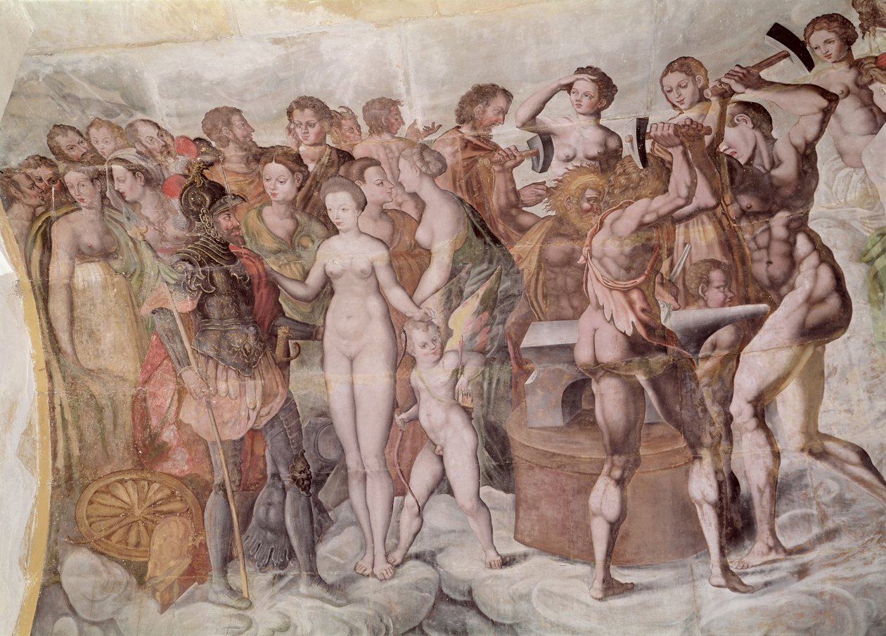 Tour de la Ligue. Medici Courtin jäsenet Olympuksen jumalina (seinämaalaus) (yksityiskohta) tekijältä French School