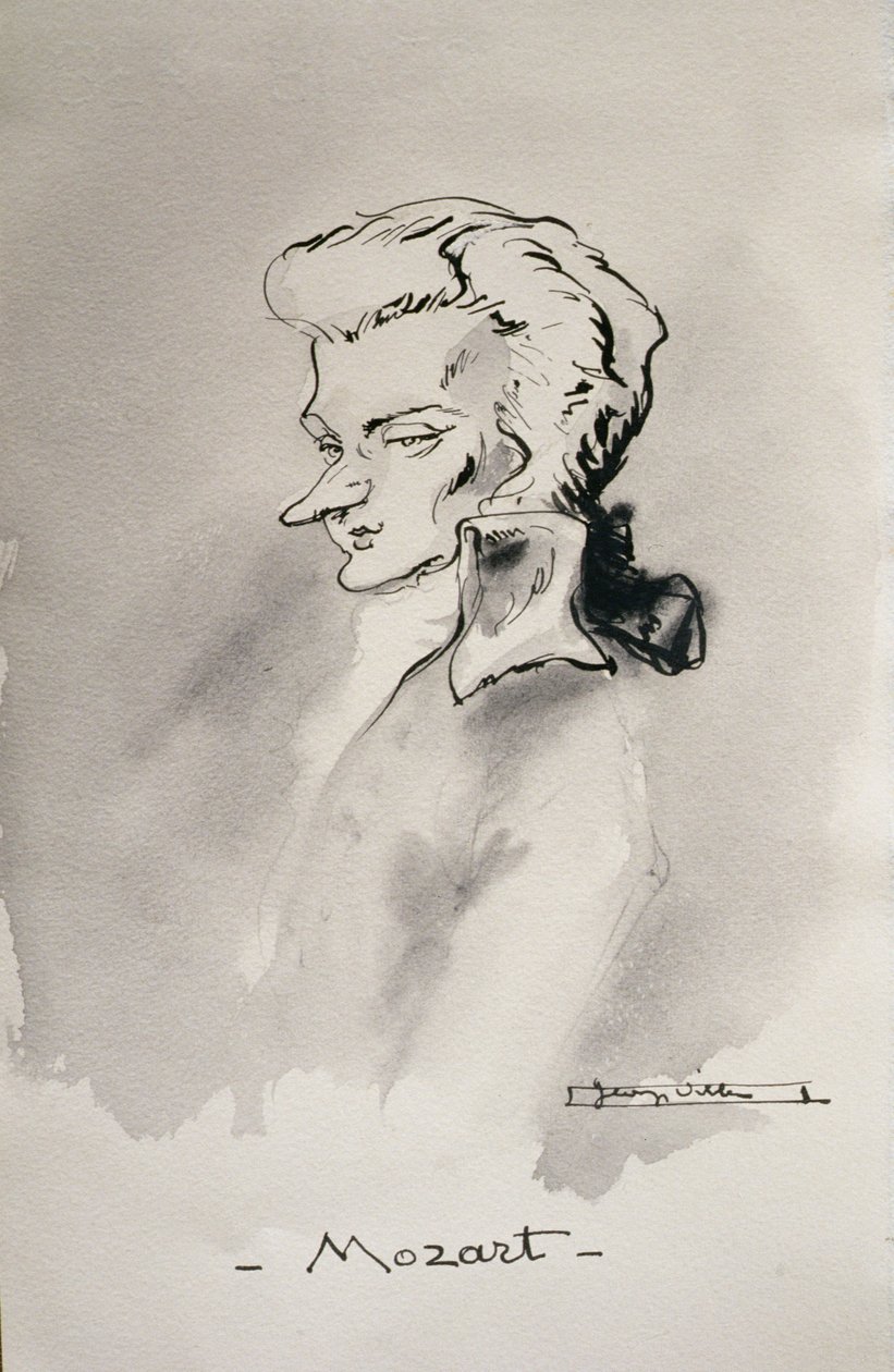 Wolfgang Amadeus Mozart (1756-91) (kynän ja musteen pesu paperille) tekijältä French School
