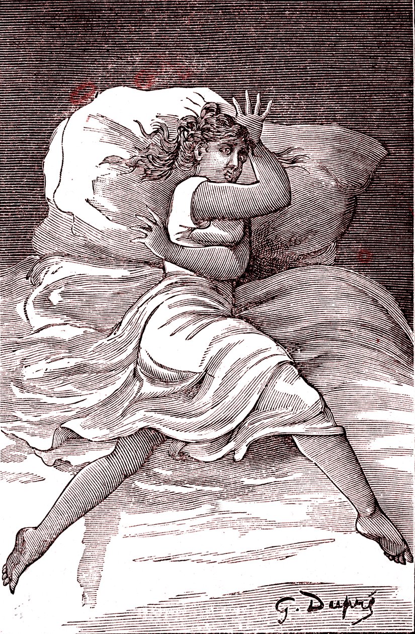 Rajoitettu hysteria. 1887 (kaiverrus) tekijältä French School