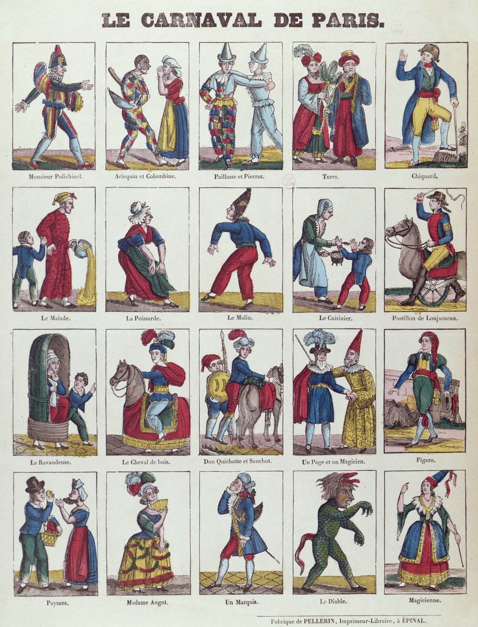 Pariisin karnevaalin henkilöitä, n. 1840 tekijältä French School