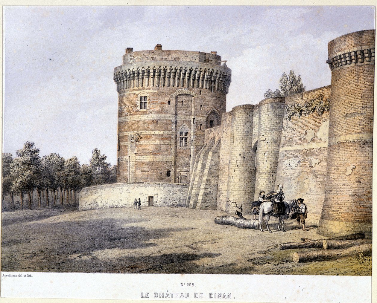 Dinan Castle - litografia, 1800-luvun loppu tekijältä French School