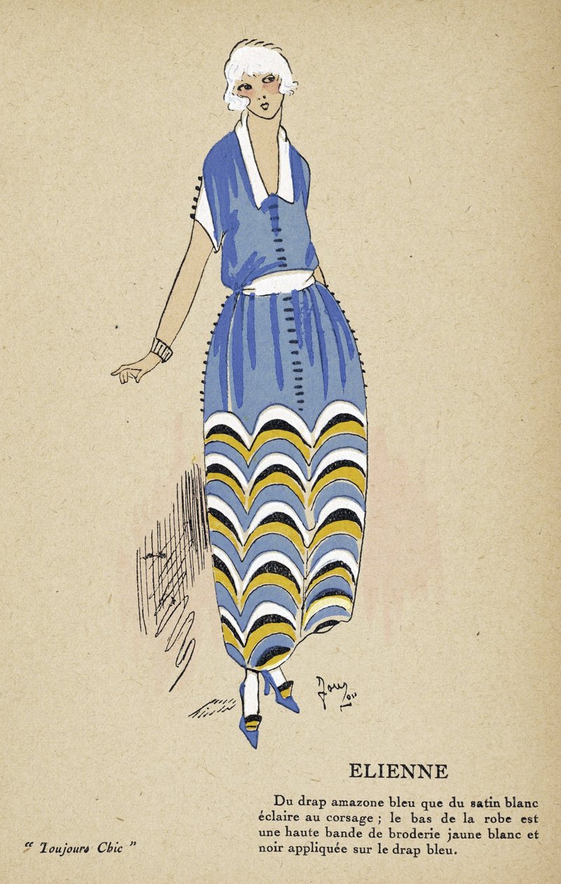 Elienne, teoksesta Toujours Chic, julkaisu 1921-22 (sabluunapainatus). tekijältä French School