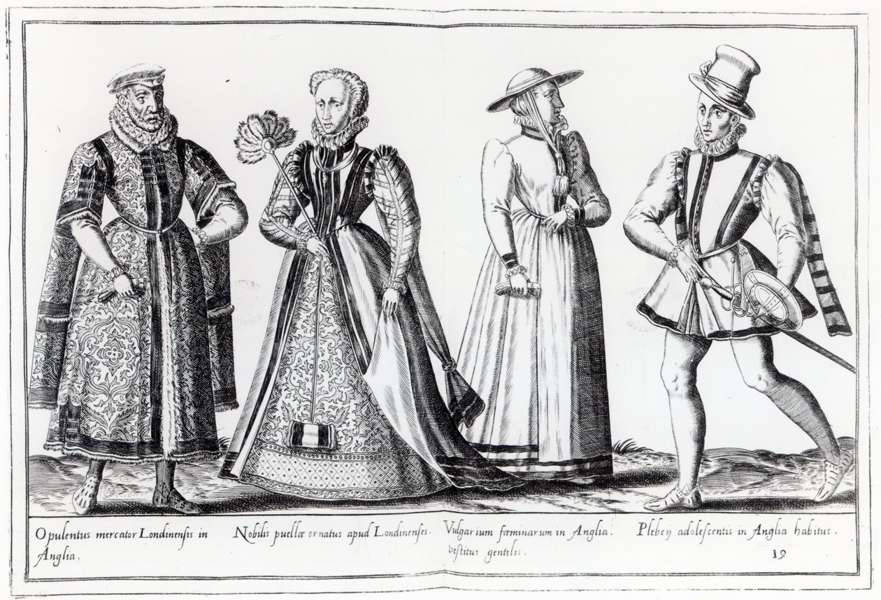 Muoti Tudor-kauden aikana (kaiverrus) tekijältä French School