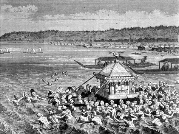 Gots-Tennoo-juhla 1880-luvulla (kaiverrus). tekijältä French School