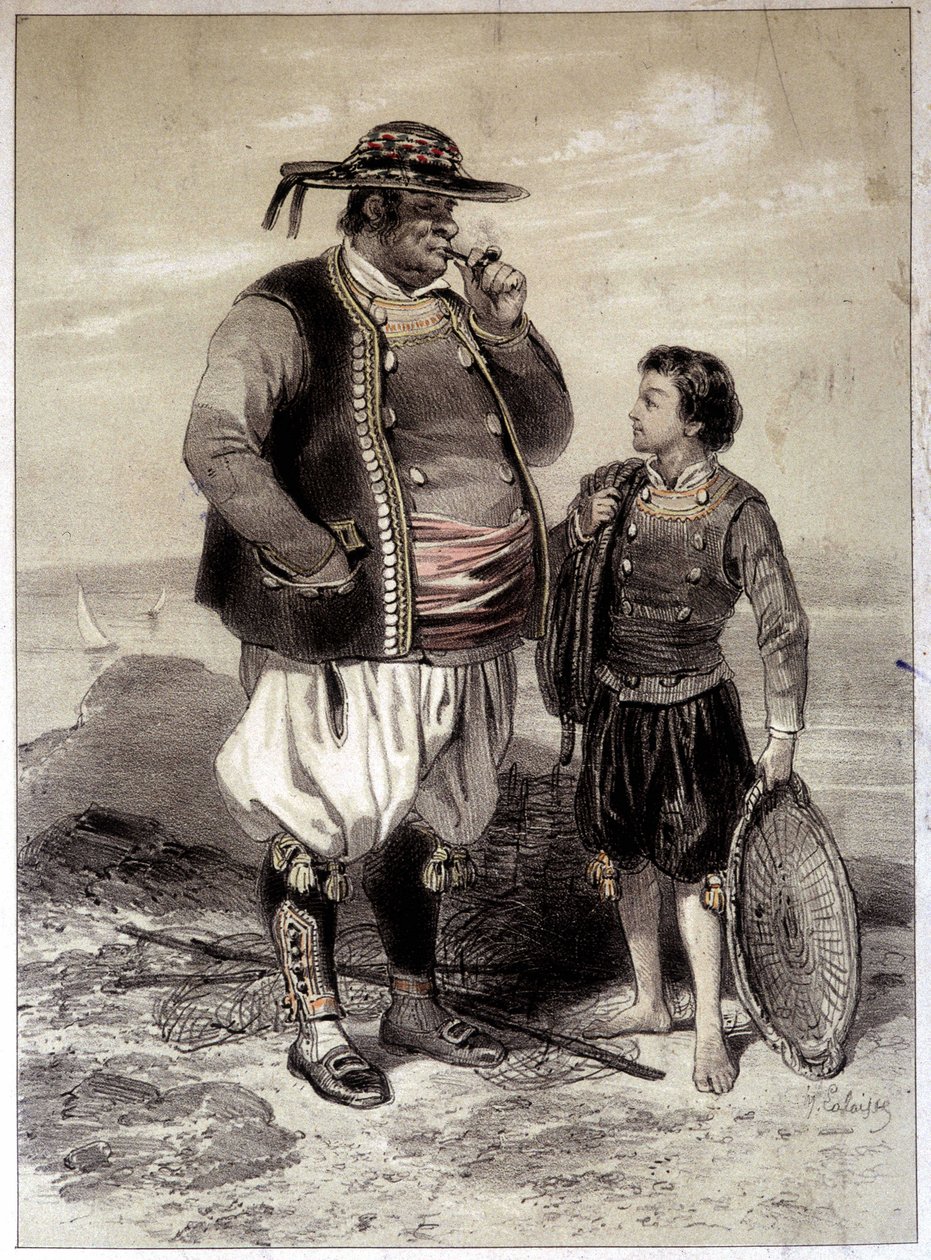 Douarnenezin kalastajia, noin 1855. tekijältä French School