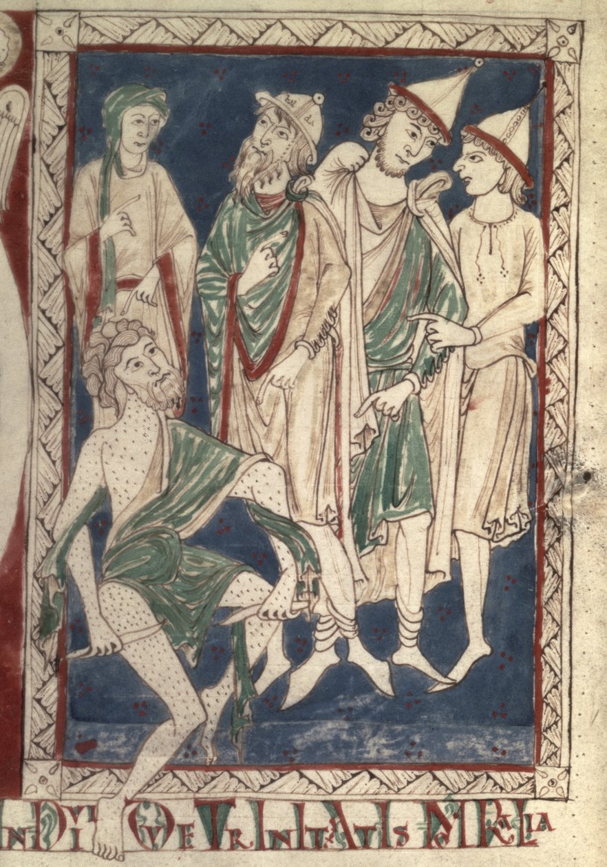 Fr.15307 f.1v Työ raapimassa haavaumiaan tekijältä French School