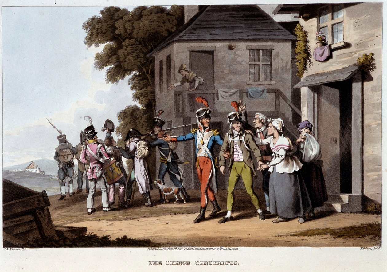 Ranskan varusmiehet, n. 1814 (väri litho) tekijältä French School