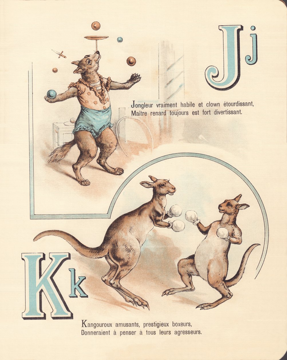 J K: Iloinen kettu, jonglööri, kenguru, potkunyrkkeily tekijältä French School