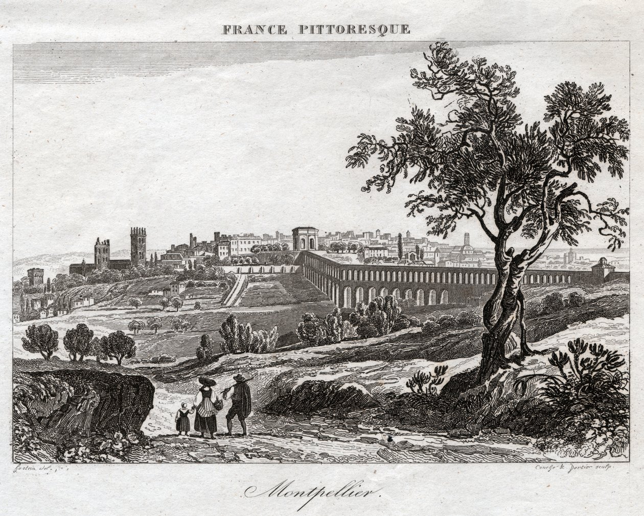 Montpellier. (kaiverrus, n. 1850) tekijältä French School