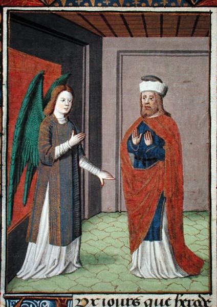 Ms Hunter 368 f.17v Angel, n. 1460 (vellum) tekijältä French School