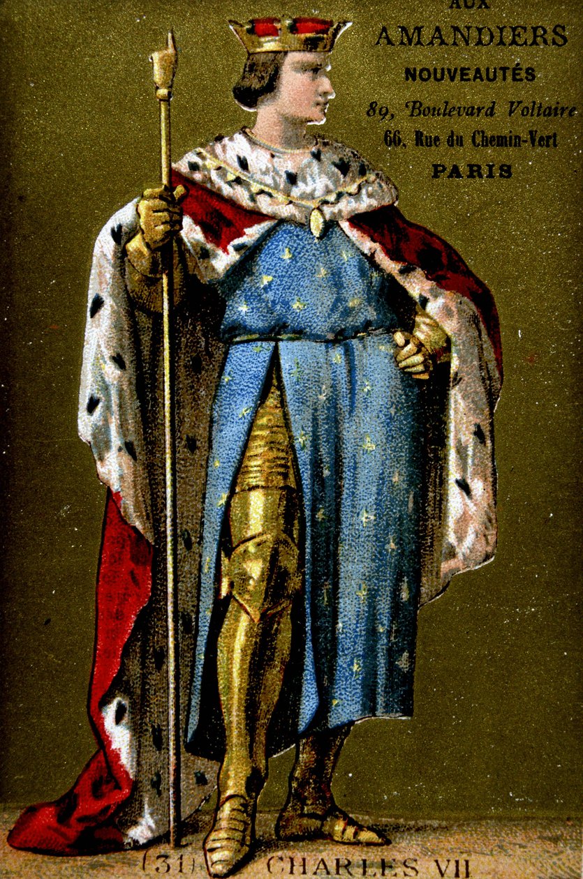 Kaarle VII:n (1403-1461) muotokuva. tekijältä French School