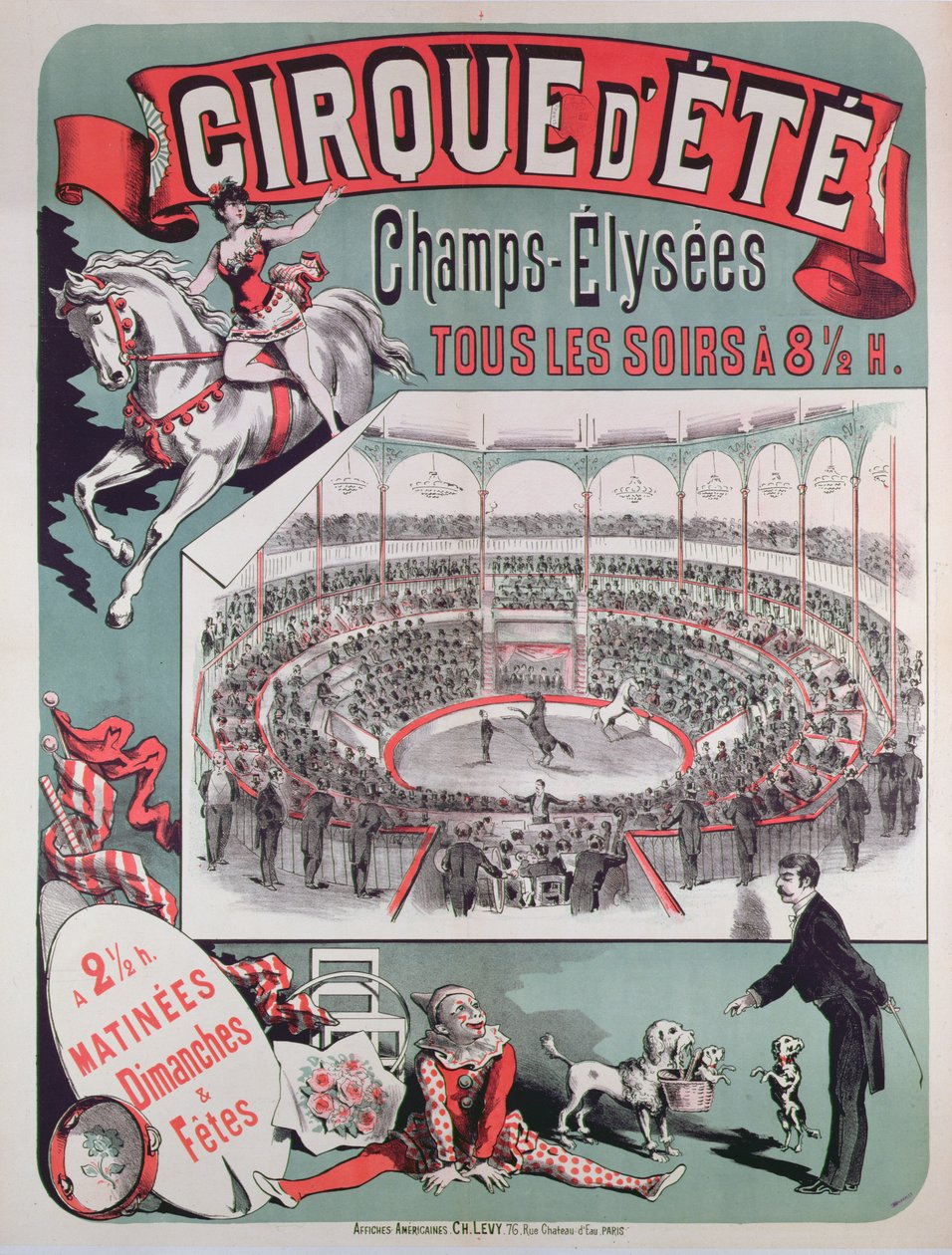Juliste, joka mainostaa Cirque dEteä, n. 1880 tekijältä French School
