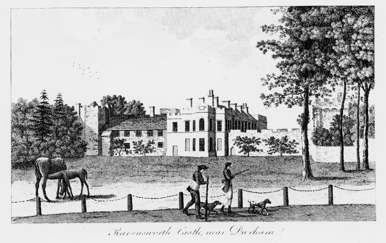 Ravensworthin linna lähellä Durhamia, 1800-luku tekijältä French School