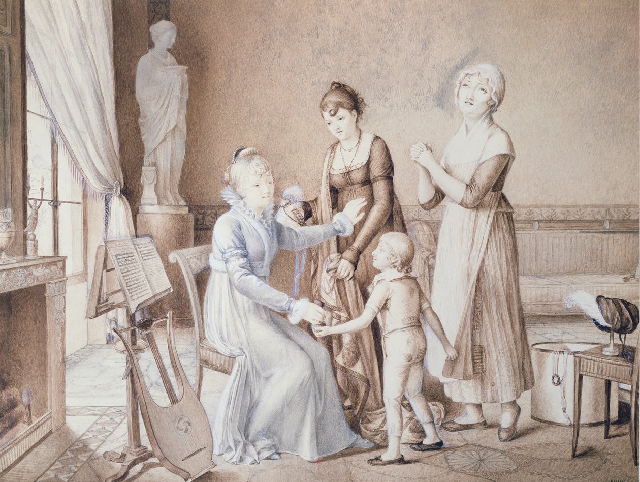 Perhe-elämän kohtaus, 1800-luvun alku tekijältä French School