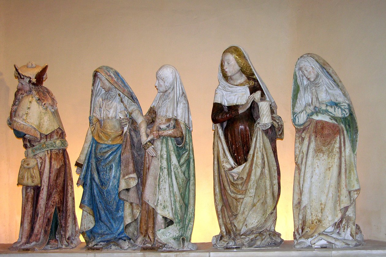 The Tombment, 1490 (maalattu kivi) (yksityiskohta) tekijältä French School