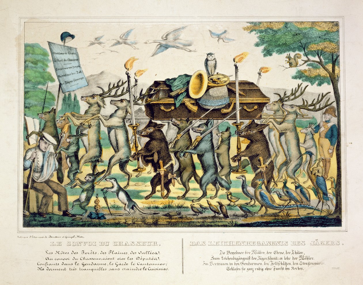 The Hunters Procession, n. 1850 (käsinvärinen litho) tekijältä French School