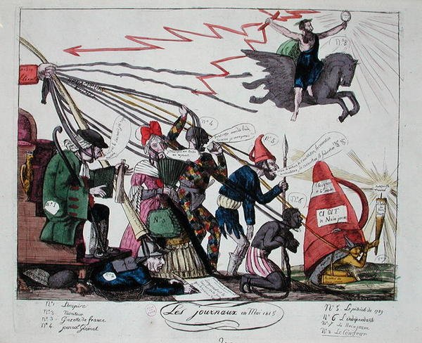 Toukokuun 1815 sanomalehdet (värikaiverrus) tekijältä French School