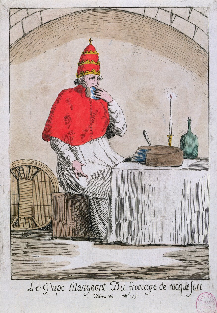 Paavi syö Roquefort-juustoa, 1791 tekijältä French School