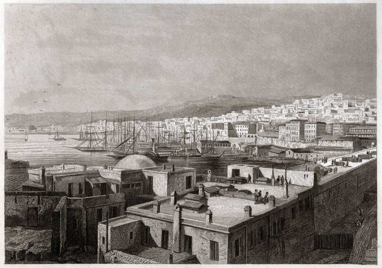 Näkymä Algerista. (kaiverrus, n. 1850) tekijältä French School