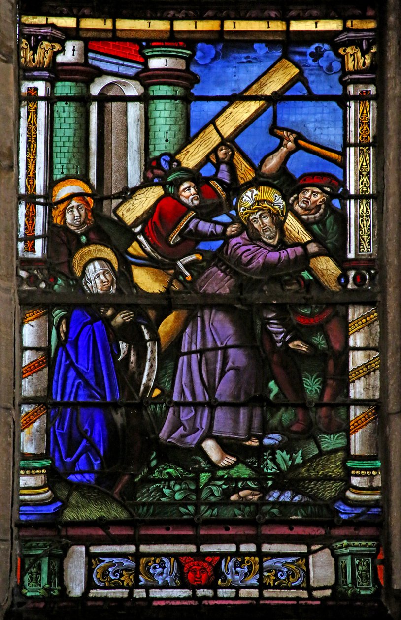 Via Crucis -tietä kuvaava ikkuna w4 tekijältä French School
