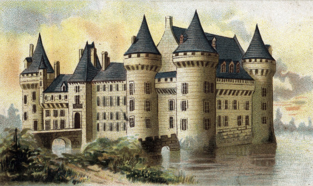 näkymä Sullyn linnalle (Loiret). tekijältä French School