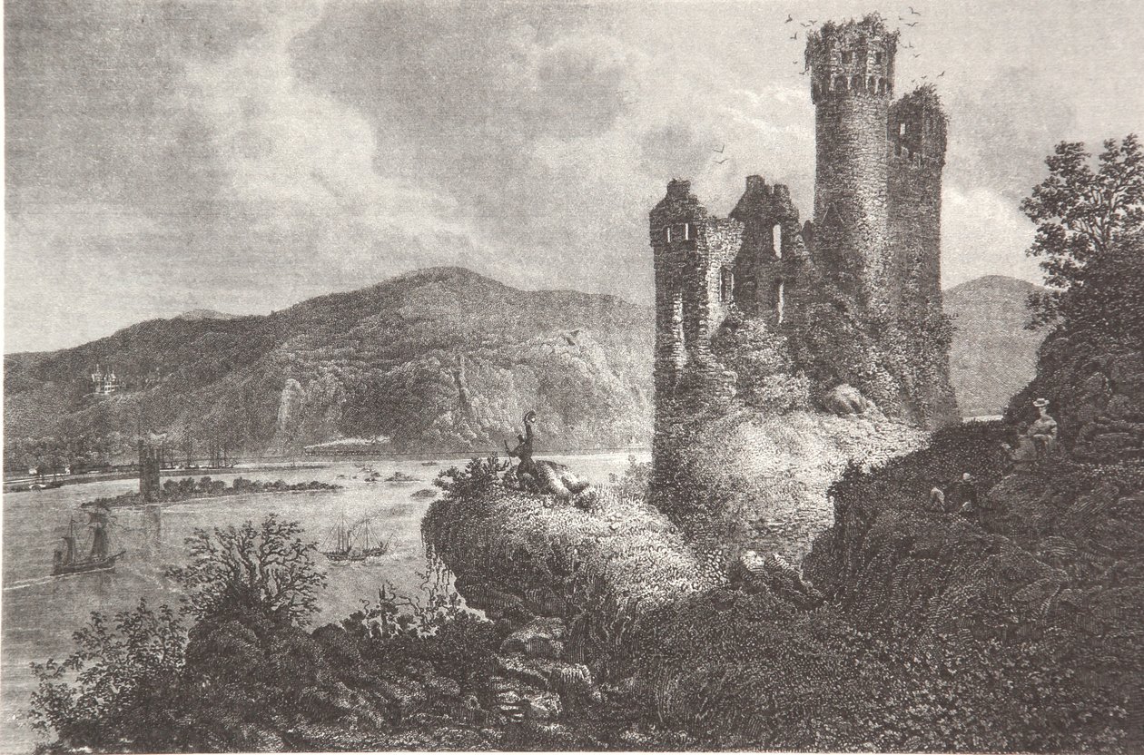 Mäuseturm und Ehrenfels tekijältä Pierre Joseph Redouté