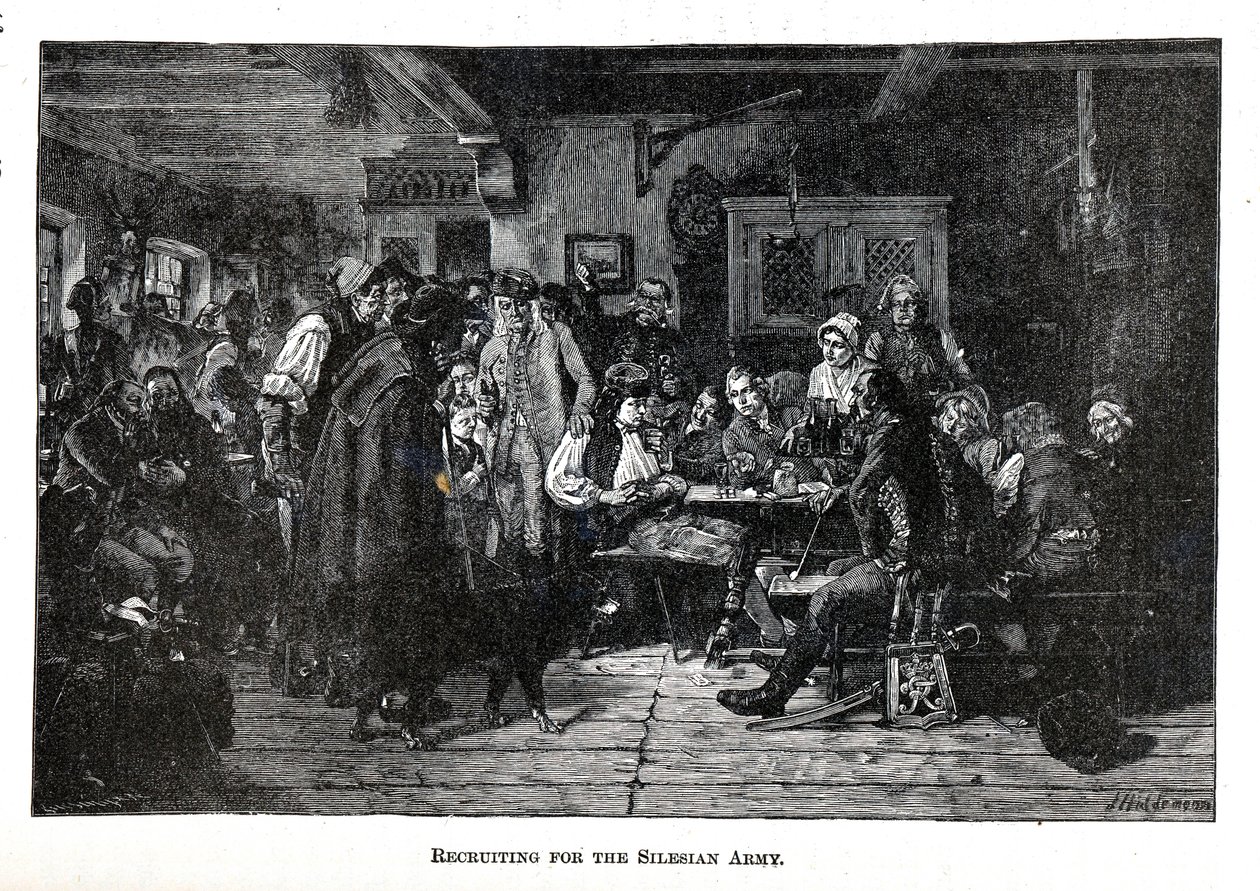 Rekrytointi Sleesian armeijaan, 1882 tekijältä Friedrich Hiddemann
