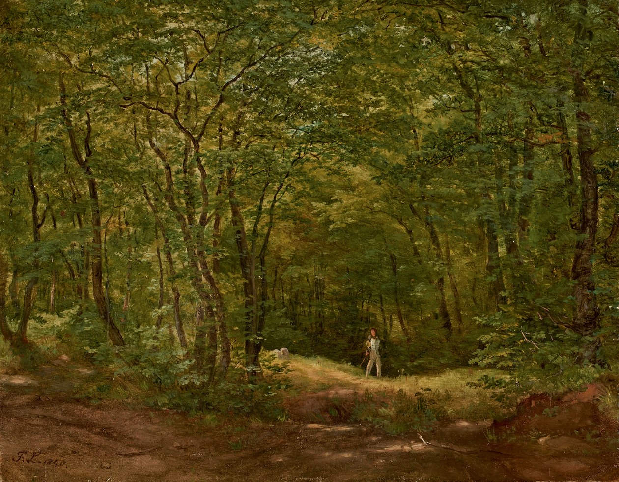 Kävelijöitä metsämaisemassa tekijältä Friedrich Loos