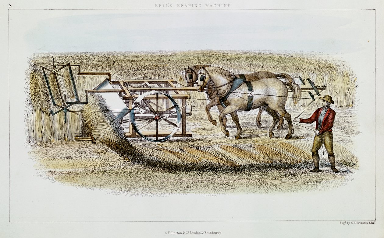 Kellojen niittokone, 1851 tekijältä G. H. Swanston