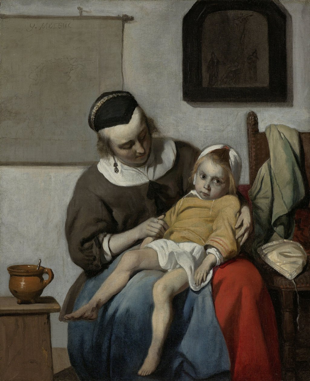 Sairas lapsi, n. 1664-6 tekijältä Gabriel Metsu