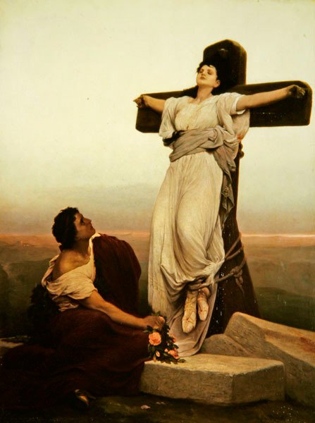 Kristillinen marttyyri ristillä, St Julia tekijältä Gabriel Max