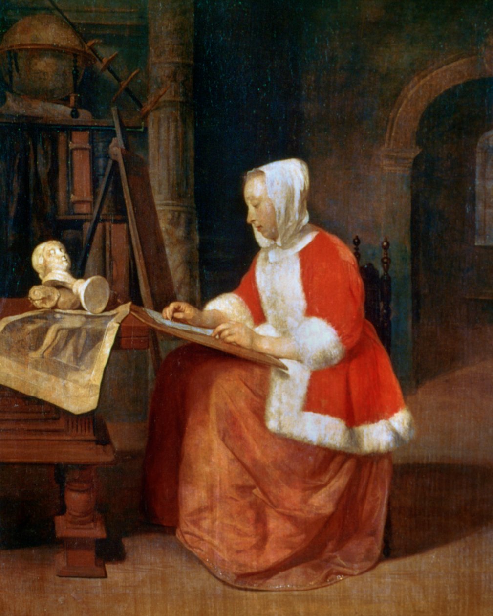 Nainen istuva piirustus, c1649-1667 tekijältä Gabriel Metsu