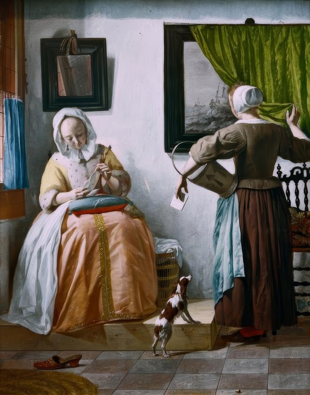 G.Metsu, Brieflesende Dame und Dienstmagd tekijältä Gabriel Metsu