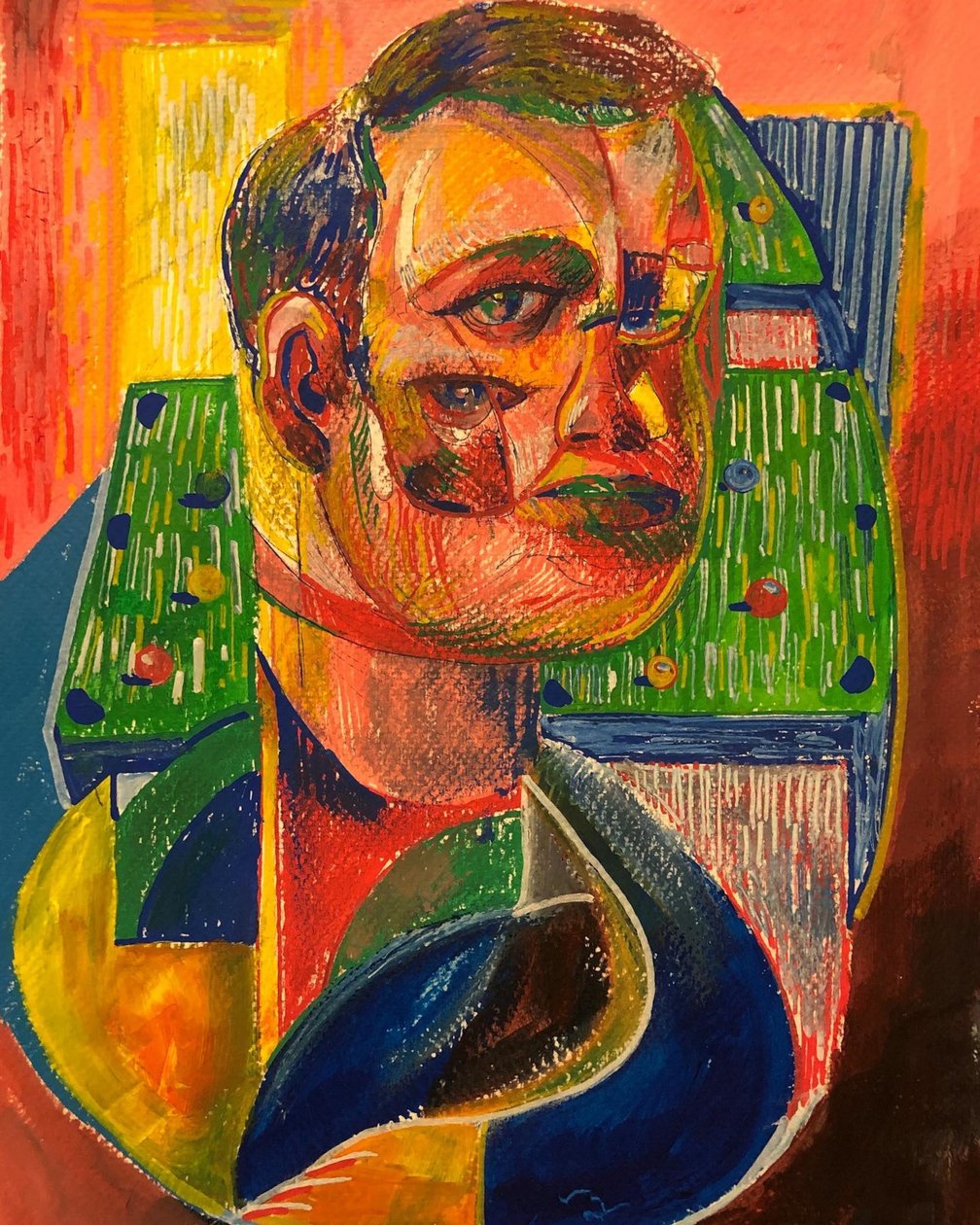 The Pool Player, 2021 (akryyli paperille) tekijältä Gabriel Palma