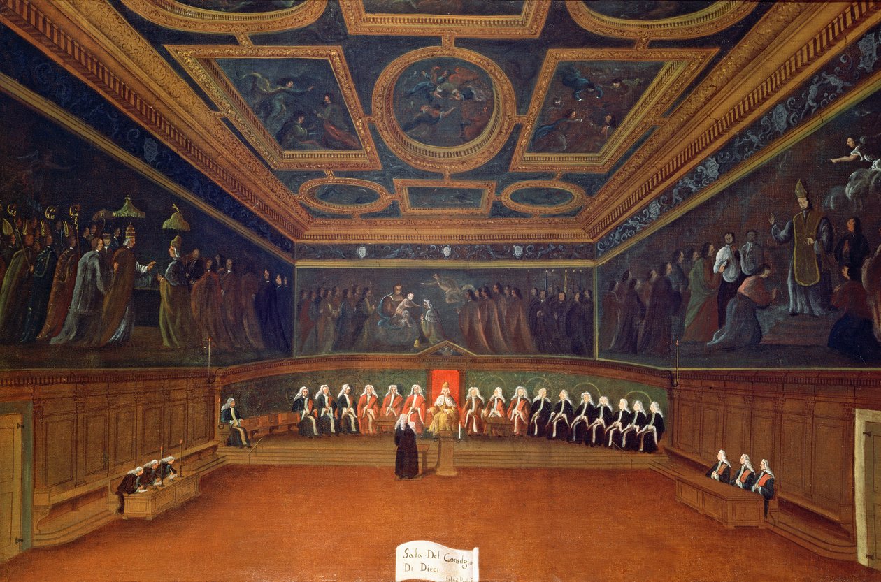 Kymmenen neuvoston huone, Dogesien palatsi, Venetsia tekijältä Gabriele Bella