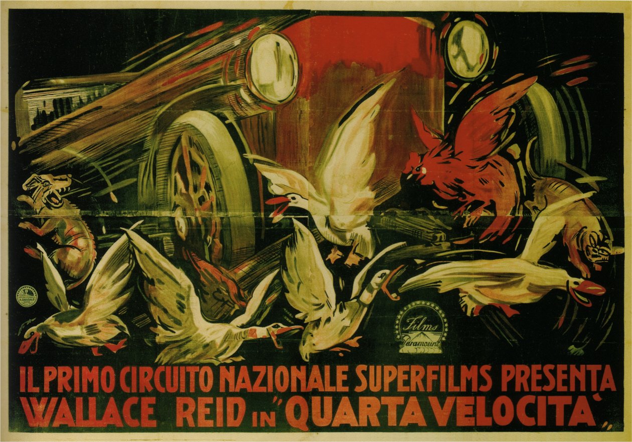 Wallace Reid elokuvassa Double Speed, 1920 tekijältä Gabriele Galantara