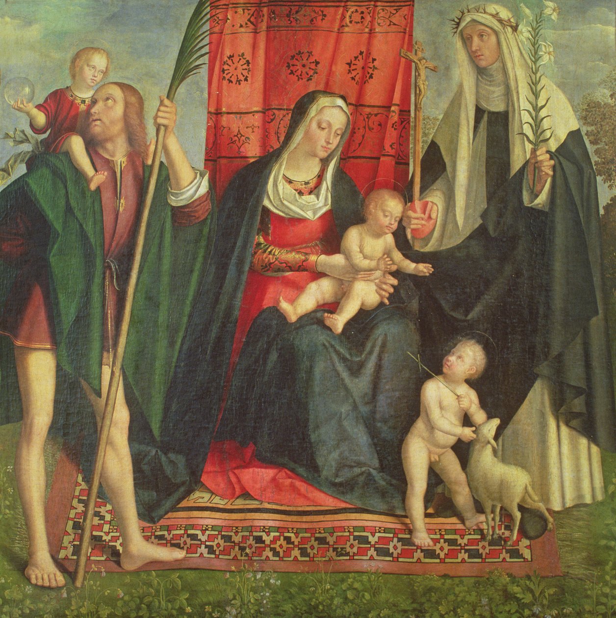 Madonna ja lapsi pyhien kanssa (tempera paneelissa) tekijältä Galeazzo Campi
