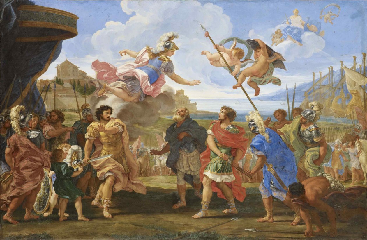 Agamemnonin ja Akhilleuksen välinen riita, n. 1695. tekijältä Gaulli