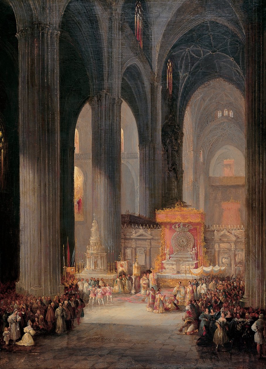 Corpus Christi -kulkue Sevillan katedraalissa tekijältä Genaro Pérez Villaamil