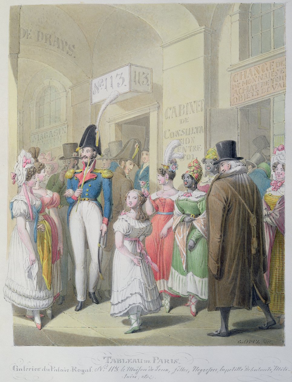 Galeries du Palais-Royal, Tableau de Parisista, 1815-30 tekijältä Georg Emanuel Opitz