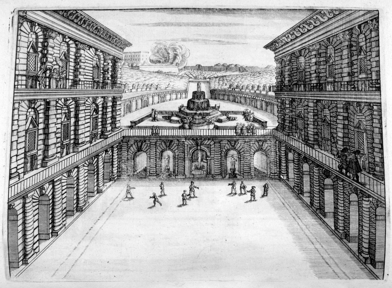 Linnan ja puutarhan suunnittelu, 1664 tekijältä Georg Andreas Bockler