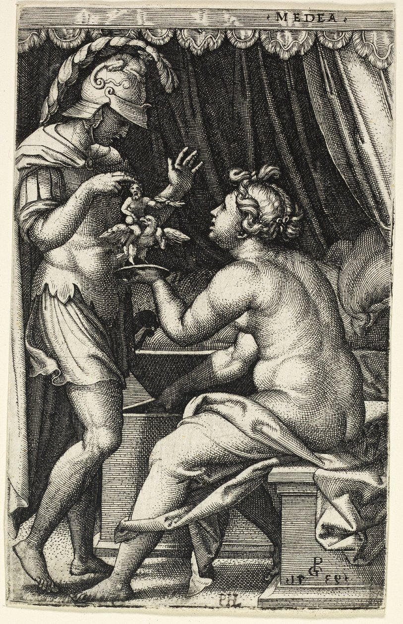 Medeia ja Iason, kreikkalaisista sankarittarista tekijältä Georg Pencz