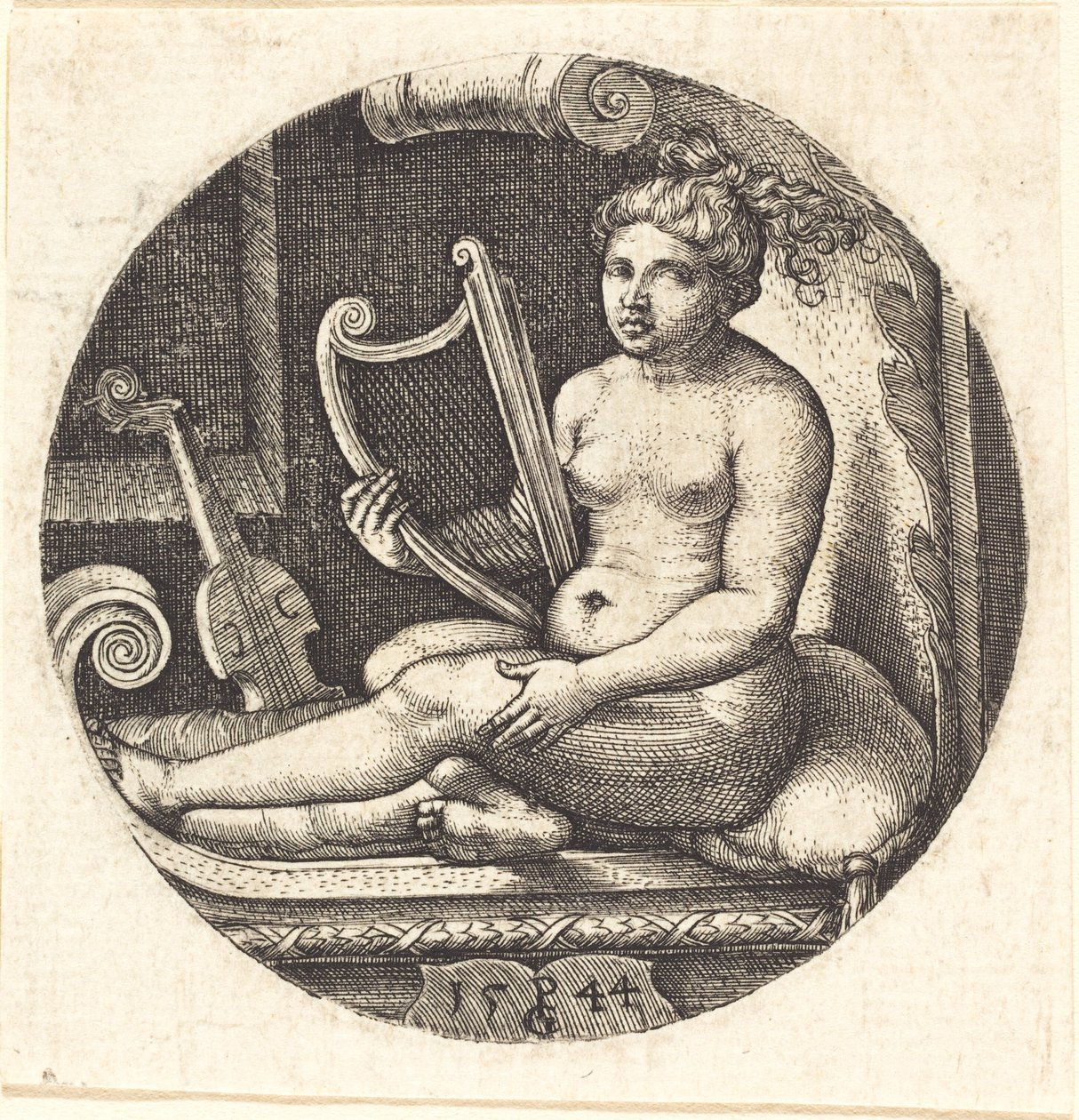 Nainen, jolla on harppu tekijältä Georg Pencz