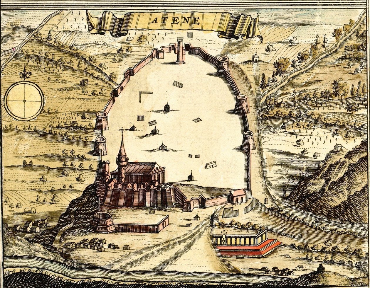 Ateena, Kreikka tekijältä Georg and Hogenberg Franz (1535 90) Braun