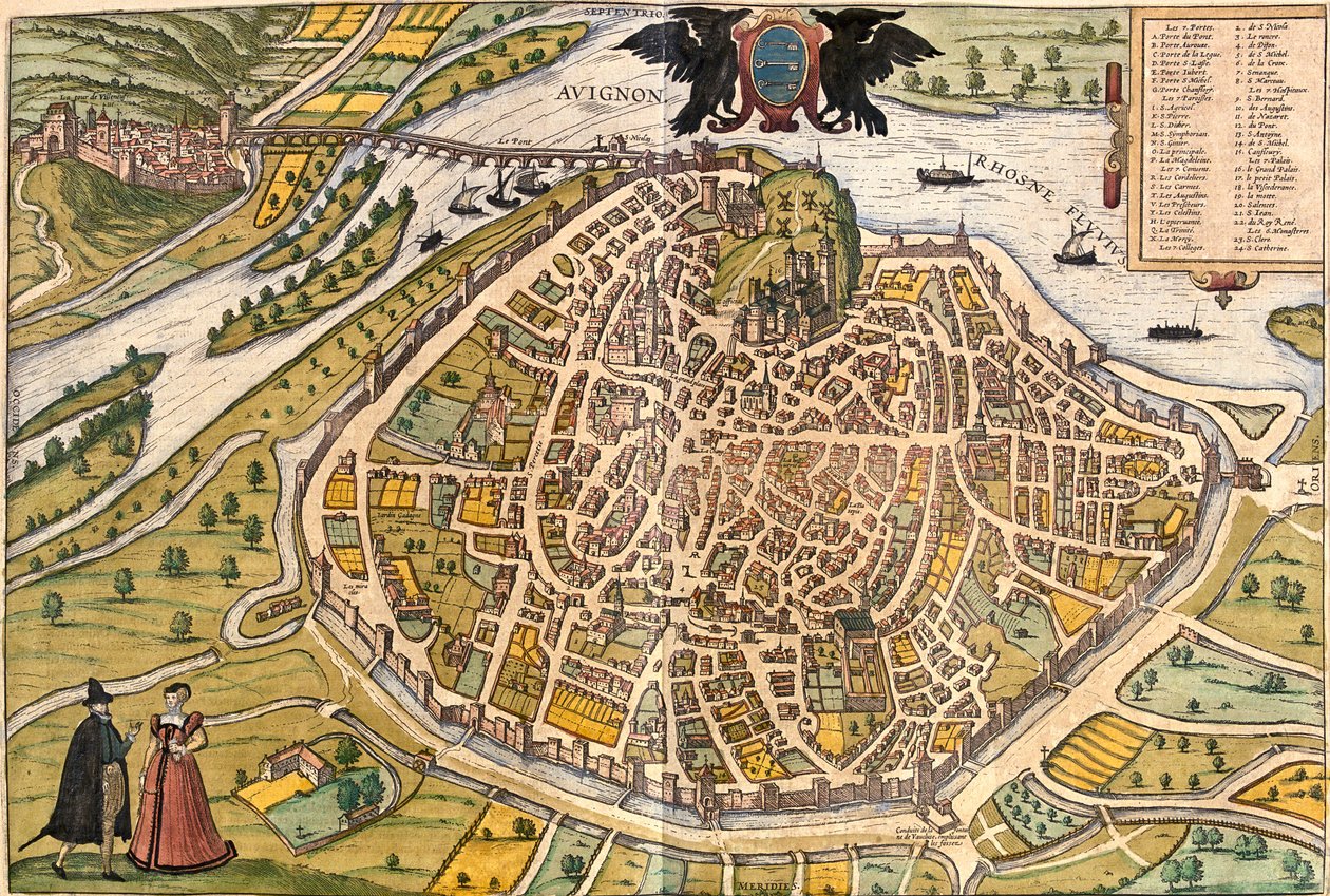 Avignon, Ranska tekijältä Georg and Hogenberg Franz (1535 90) Braun