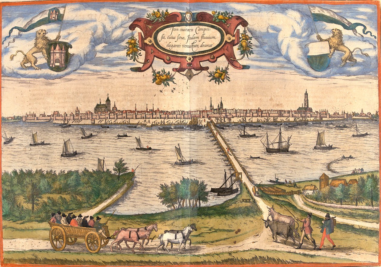 Kampen, Alankomaat tekijältä Georg and Hogenberg Franz (1535 90) Braun