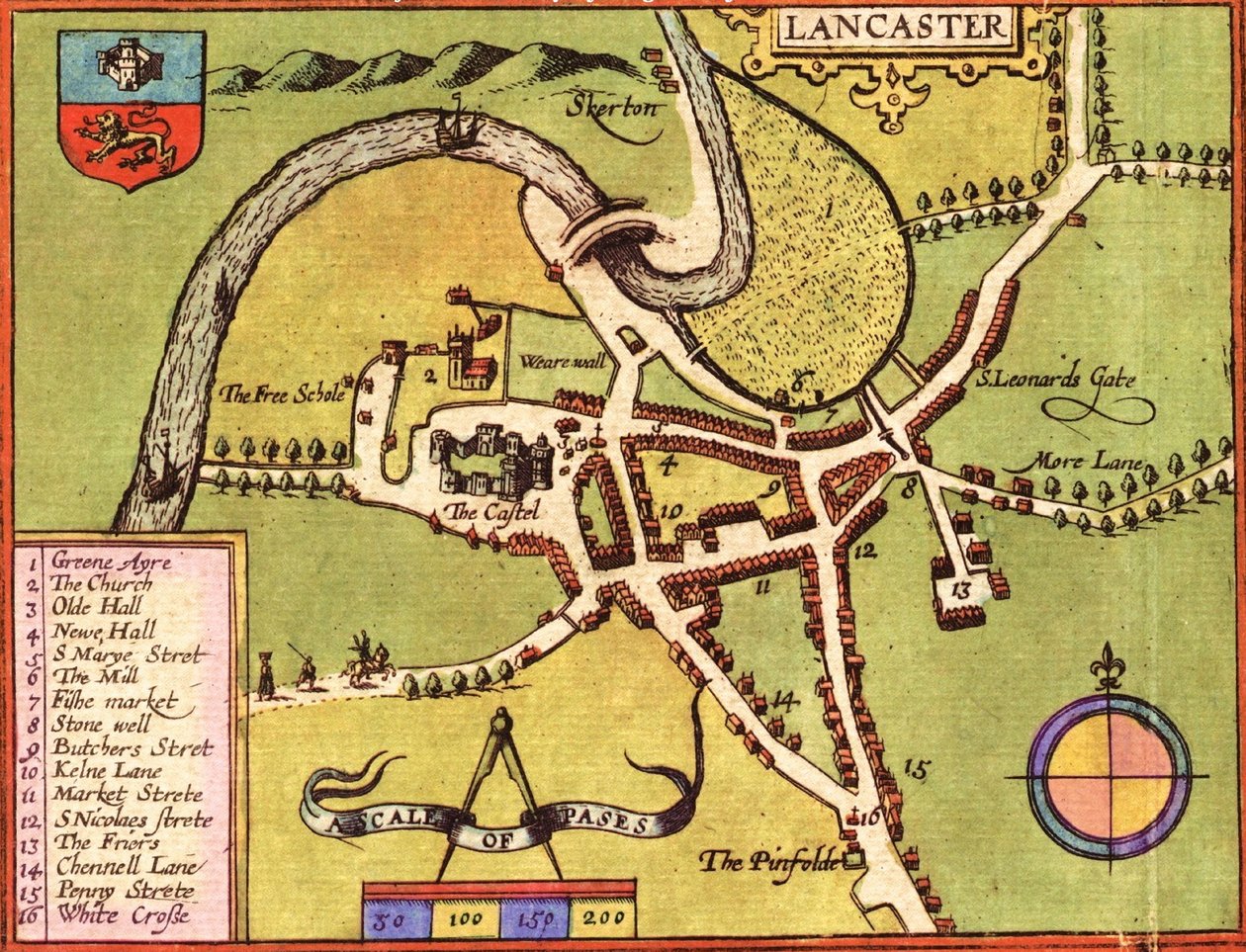 Lancaster, Englanti tekijältä Georg and Hogenberg Franz (1535 90) Braun