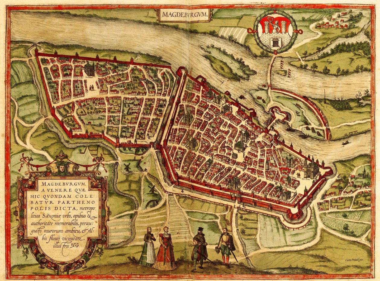Magdeburg, Saksa tekijältä Georg and Hogenberg Franz (1535 90) Braun